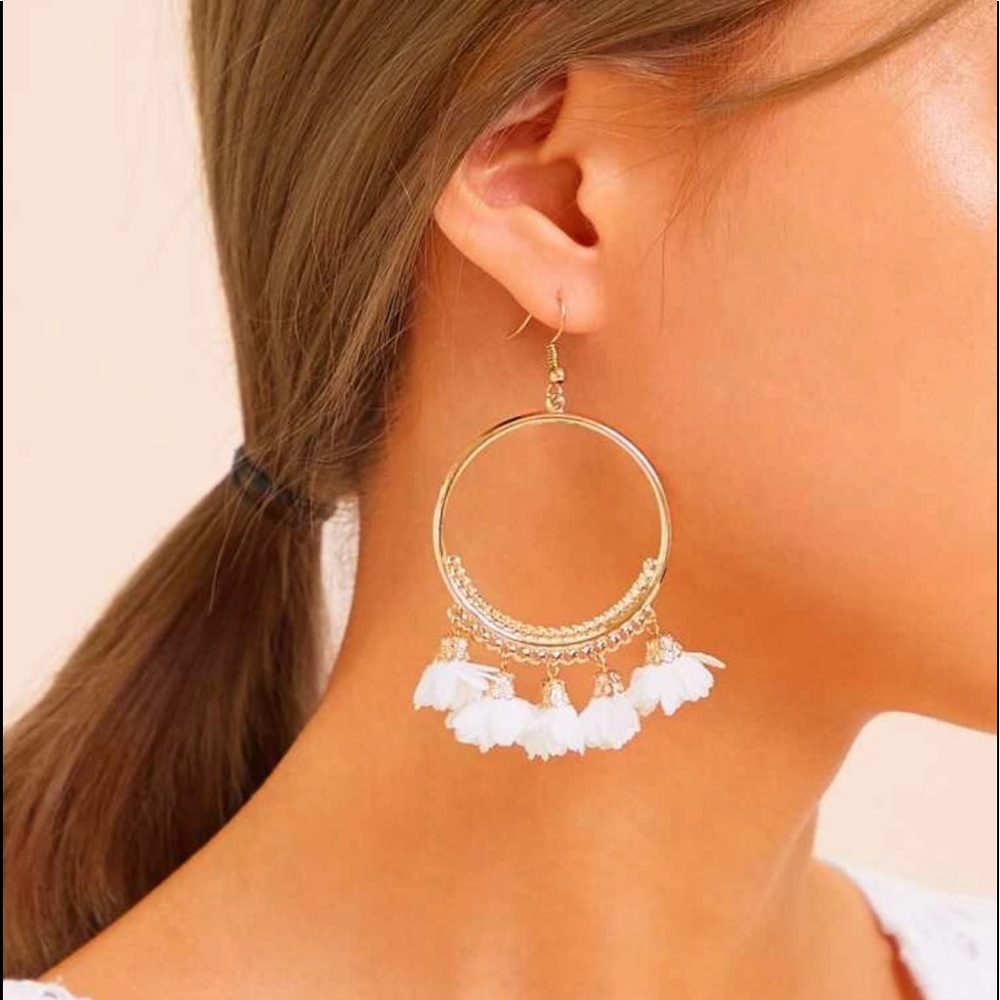 BOHO FLOWER HOOP DROP EARRINGS
